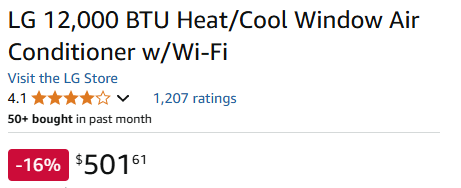 LG 12,000 BTU Heat/Cool Window Air Conditioner w/Wi-Fi