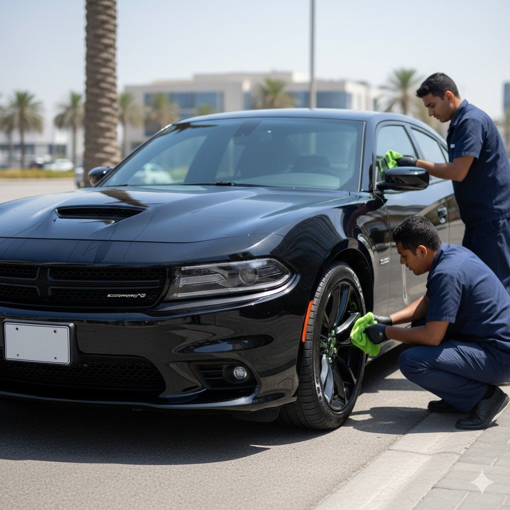 Dodge Charger detailing, Dodge Charger cleaning, muscle sedan detailing Karachi, Dodge Charger interior cleaning, Charger dashboard cleaning, professional car detailing Pakistan, car vacuuming service, Bulao.pk car services